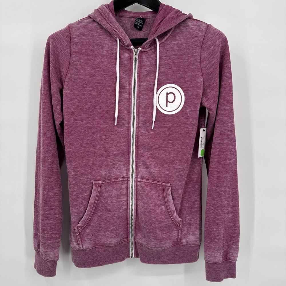Pure Barre Womens Long Sleeve Full Zip Hooded Sweatshirt Pink Size M NEW